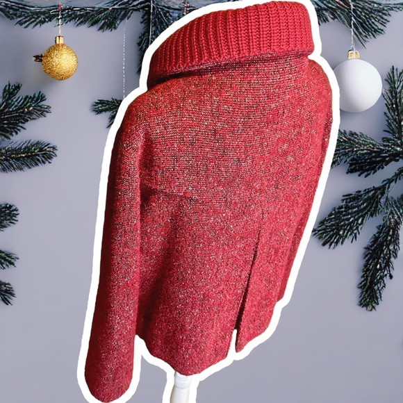 Akris Punto RARE Red Wool & Mohair-Blend Button-Up Coat with Cashmere Knit Trim - Picture 13 of 16